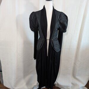 Jane & John Black Layered Knit Dress Coat Cardigan Avant-Garde Pin Stripe Small